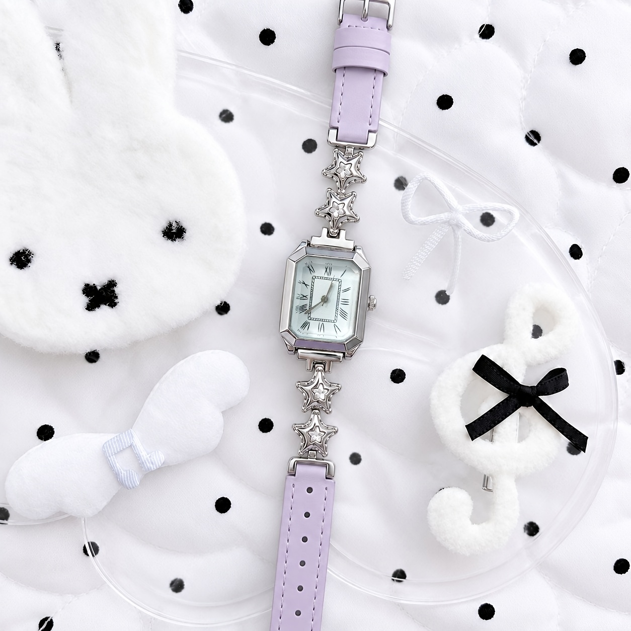2pc Women's Elegant Square Watch & Versatile Jewelry Set